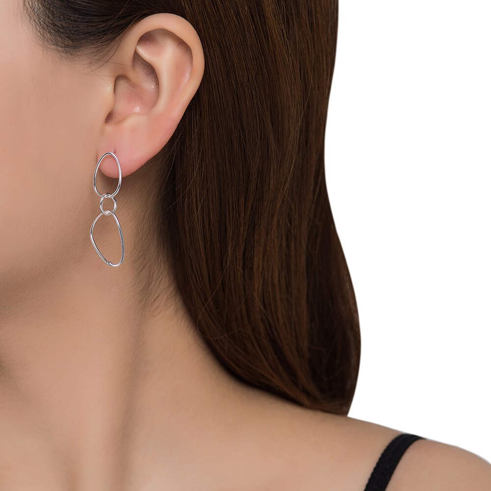 Silver Three Chain Earrings 