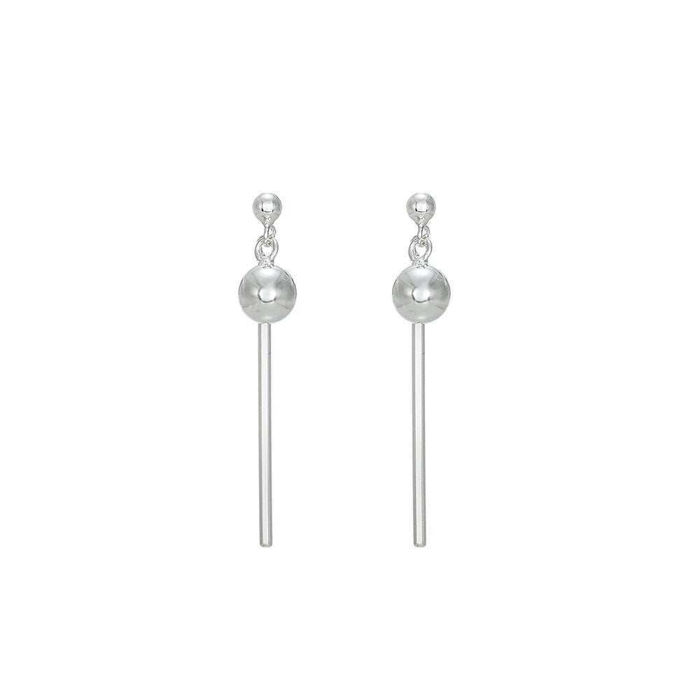 Silver Ball and Stick Earrings