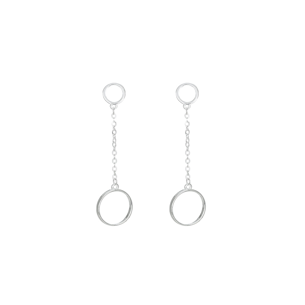 Silver Circle on a Chain Earrings