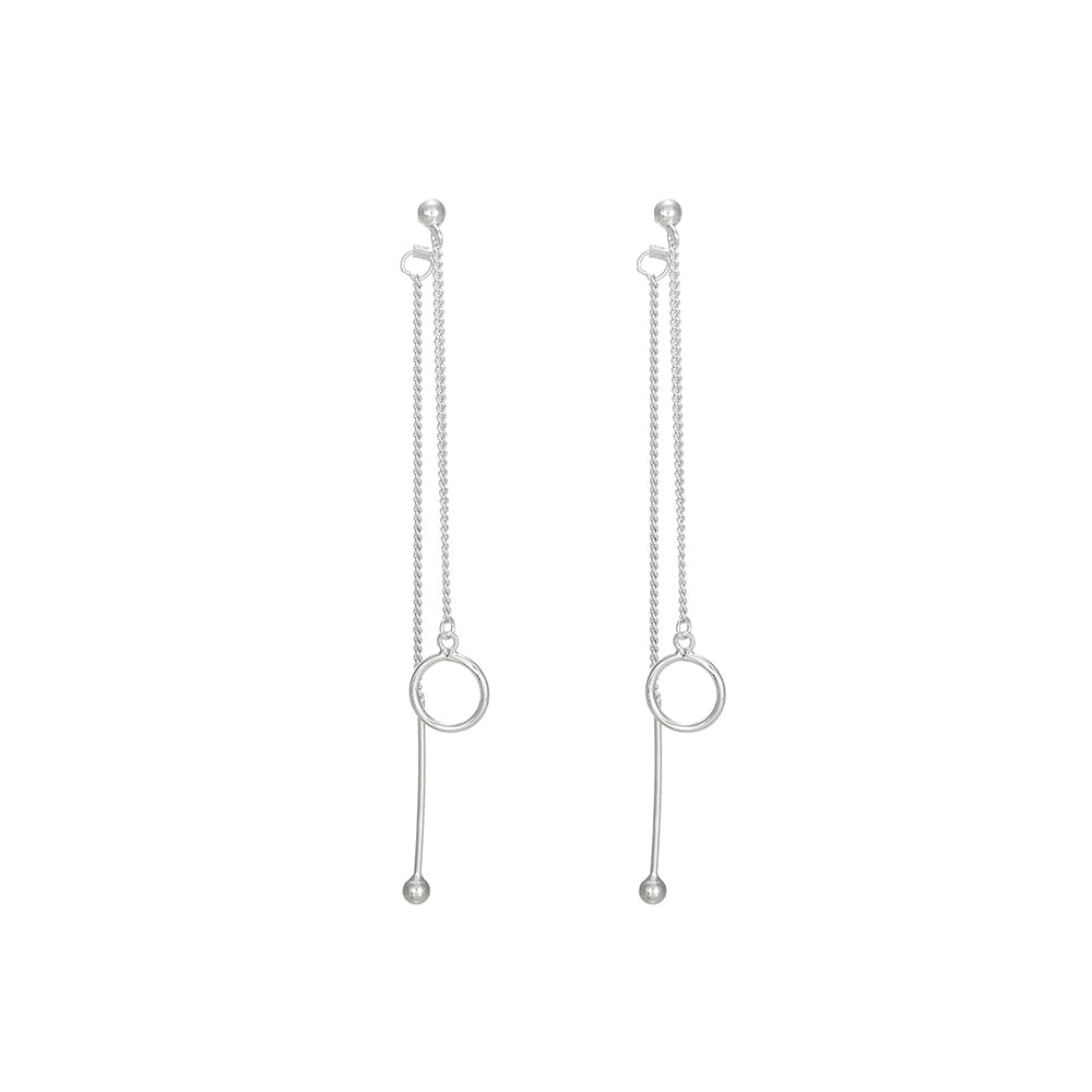 Silver Dangly Small Circle Chain Earrings