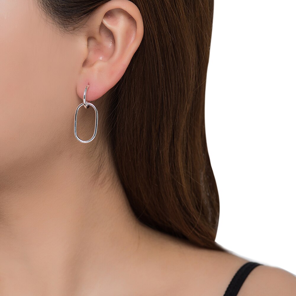 Silver Oval Earrings 
