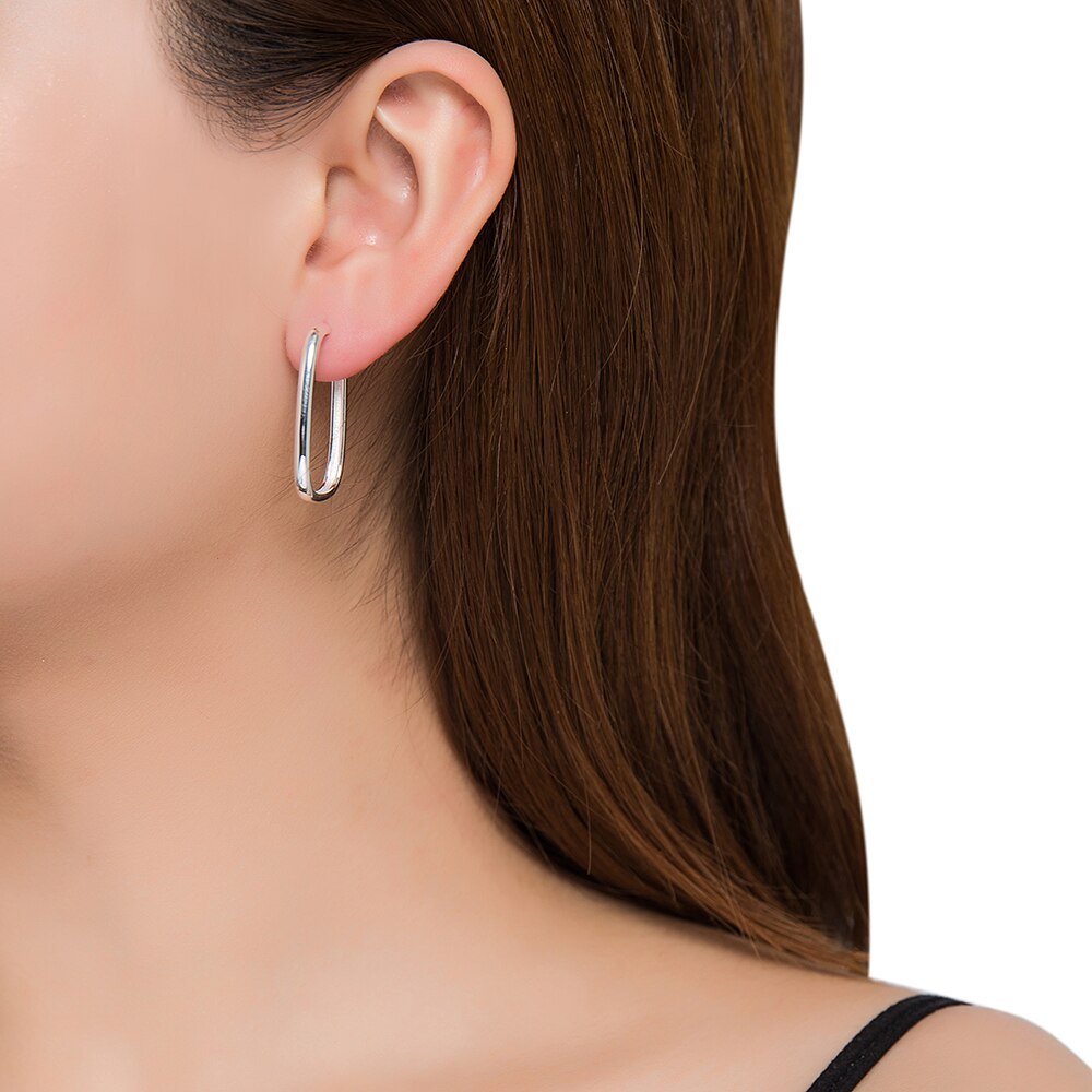 Silver Tick Rectangle Earrings