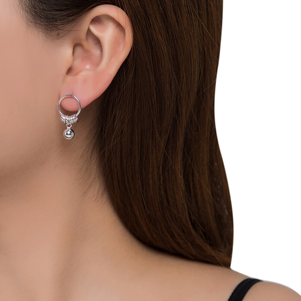 Silver Charm and Ball Earrings