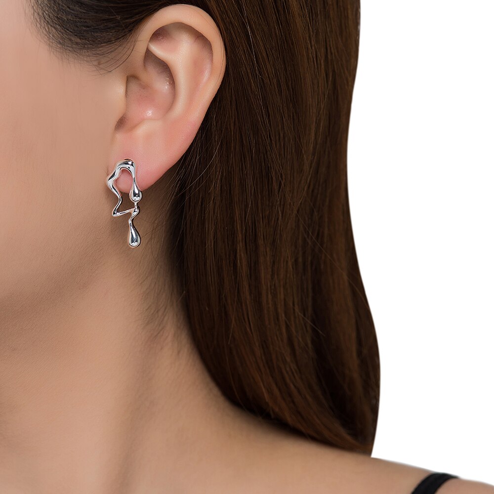 Dripping Silver Earrings