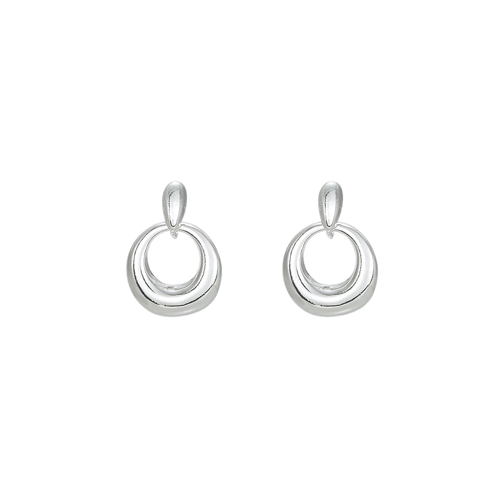 Silver Dangly Circle Earrings