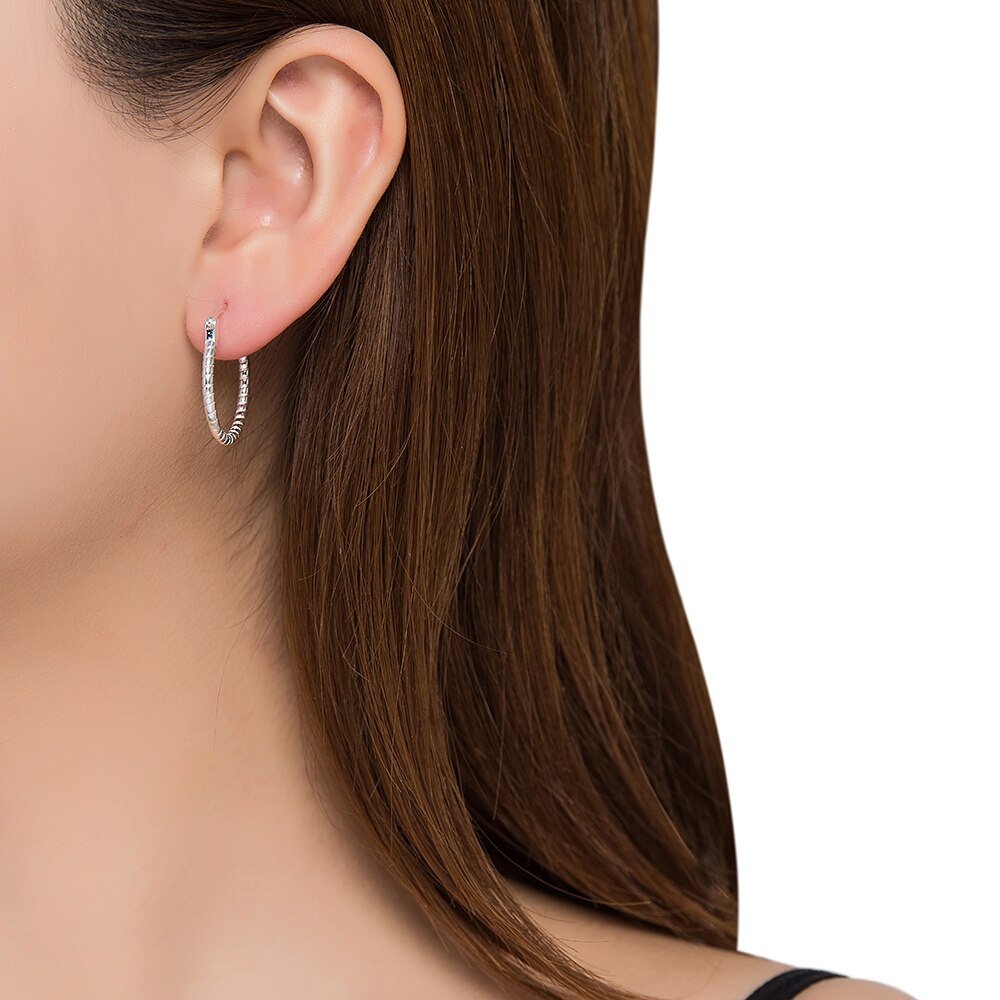 Small Silver Rope Hoop Earrings 