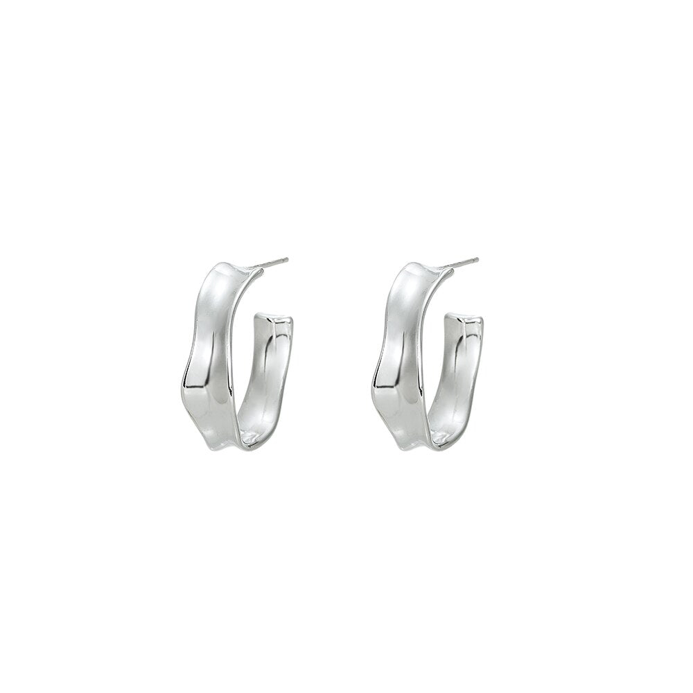 Silver Disoriented Hoop Earrings
