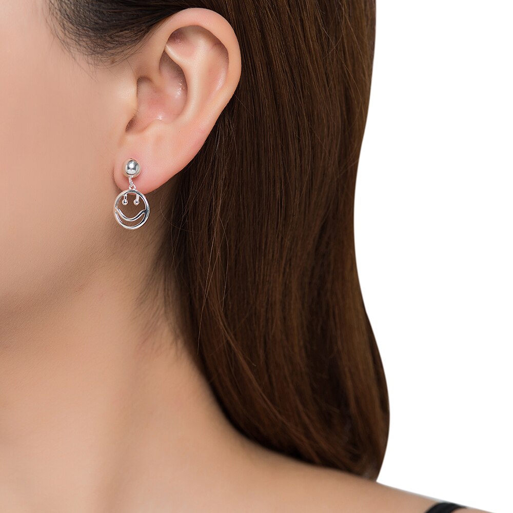 Silver Smiling Face Earrings