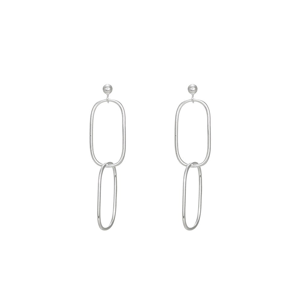 Silver Oval Chain Earrings