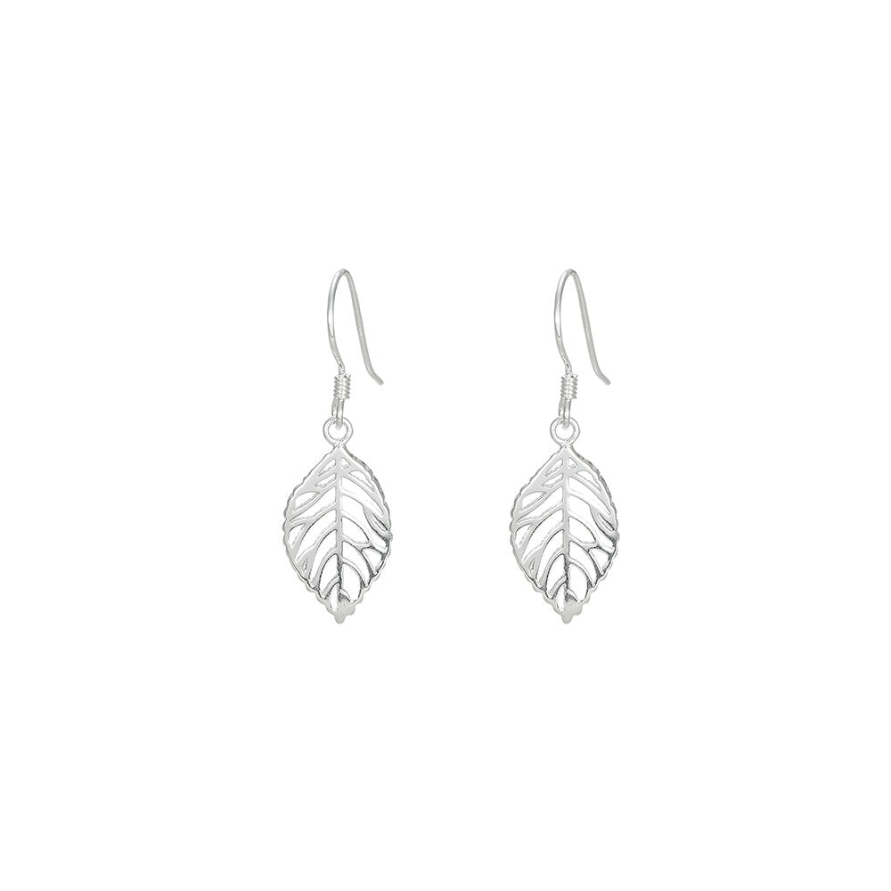 Small Silver Leaf Earrings 