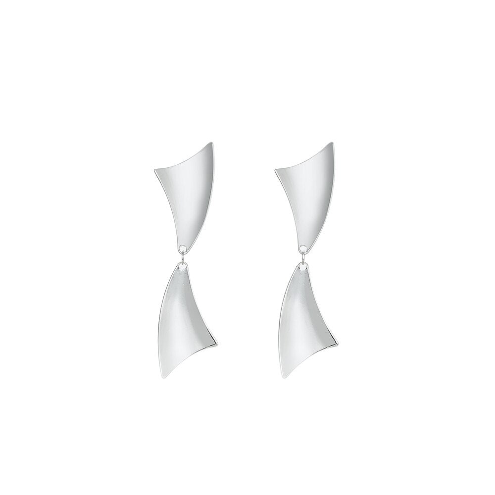 Silver Double Triangle Earrings