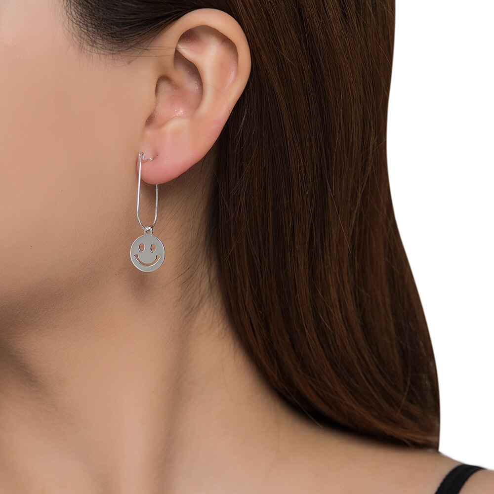 Silver Wire and Smilly Face Earrings