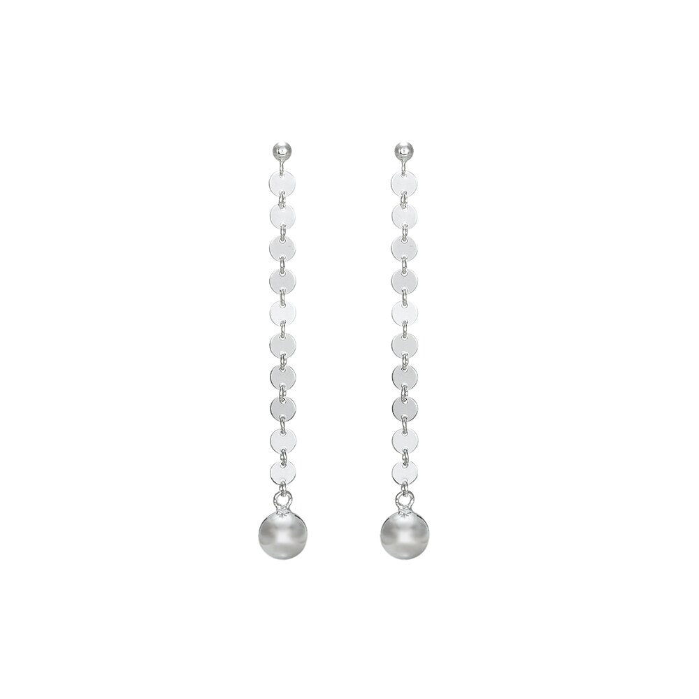 Silver Small Coin and Ball Earrings
