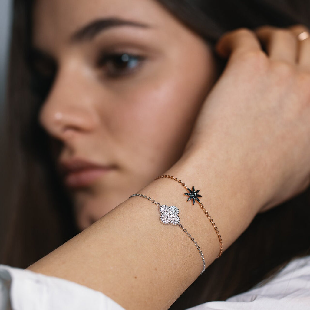 Black Octagram Bracelet in Sterling Silver