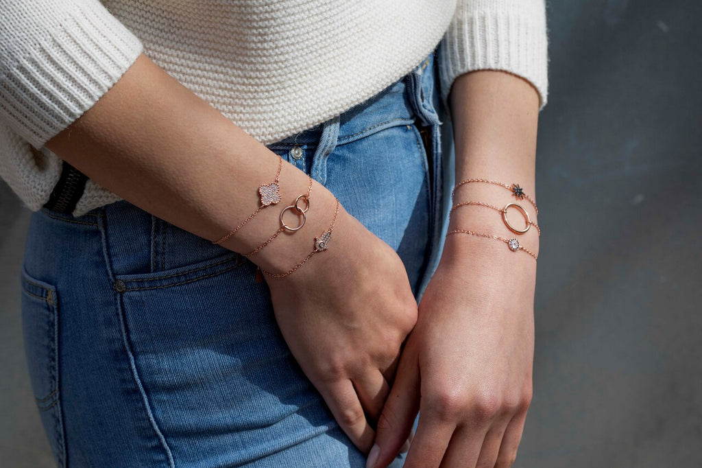 Rose Gold Concentric Sterling Silver Bracelet