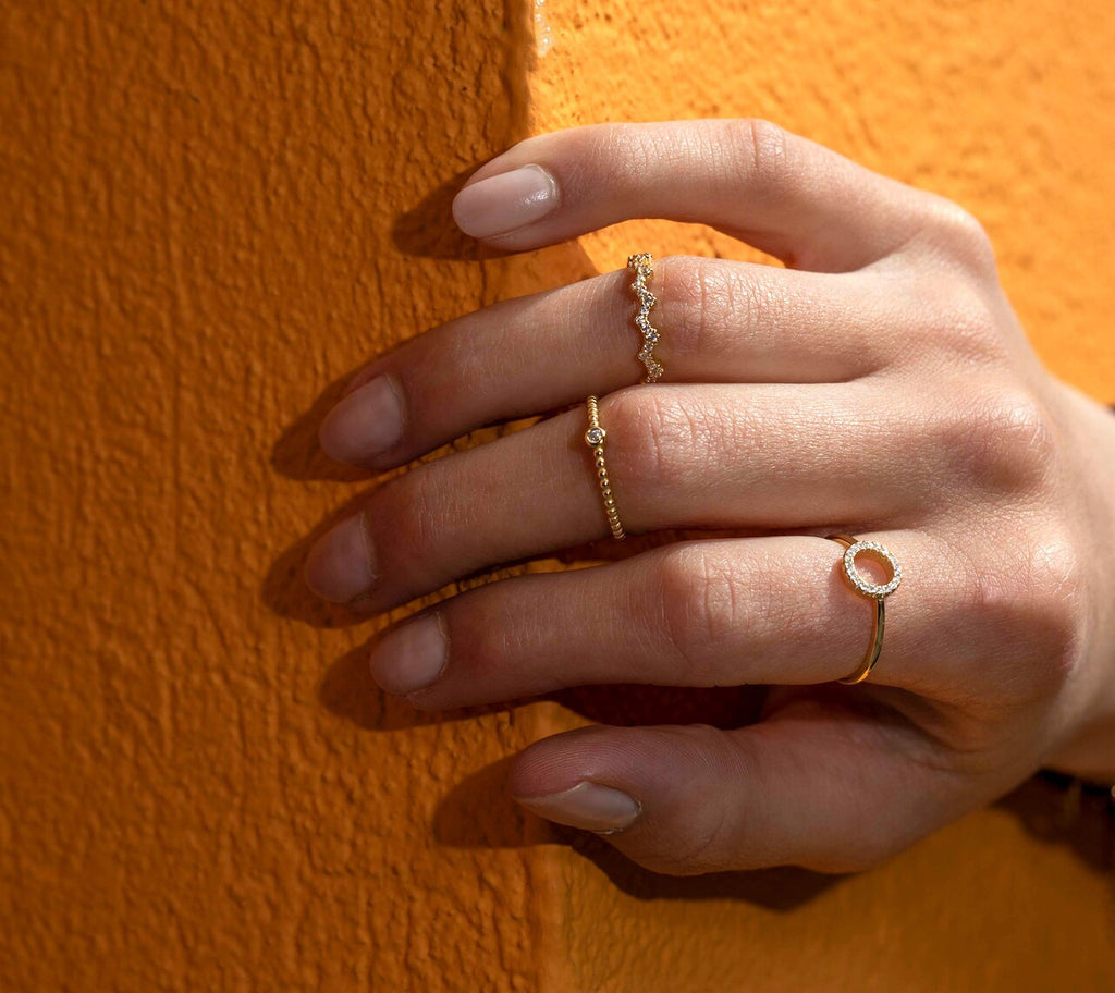 Yellow Gold Crown CZ Sterling Silver Ring