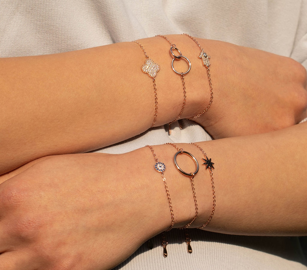 Rose Gold Concentric Sterling Silver Bracelet