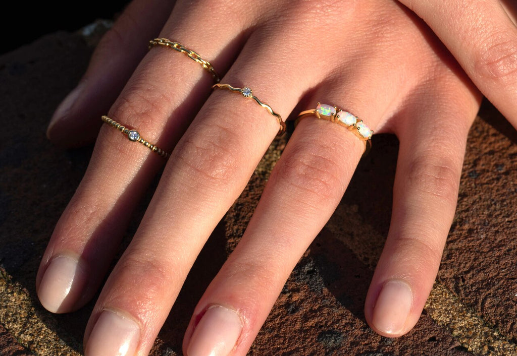 Single Stone CZ Sterling Silver Ring in Yellow Gold