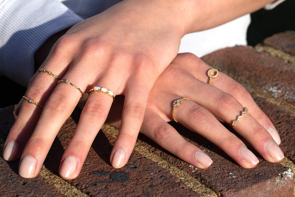 Gold Plated Wavy Single Stone Ring in Sterling Silver 