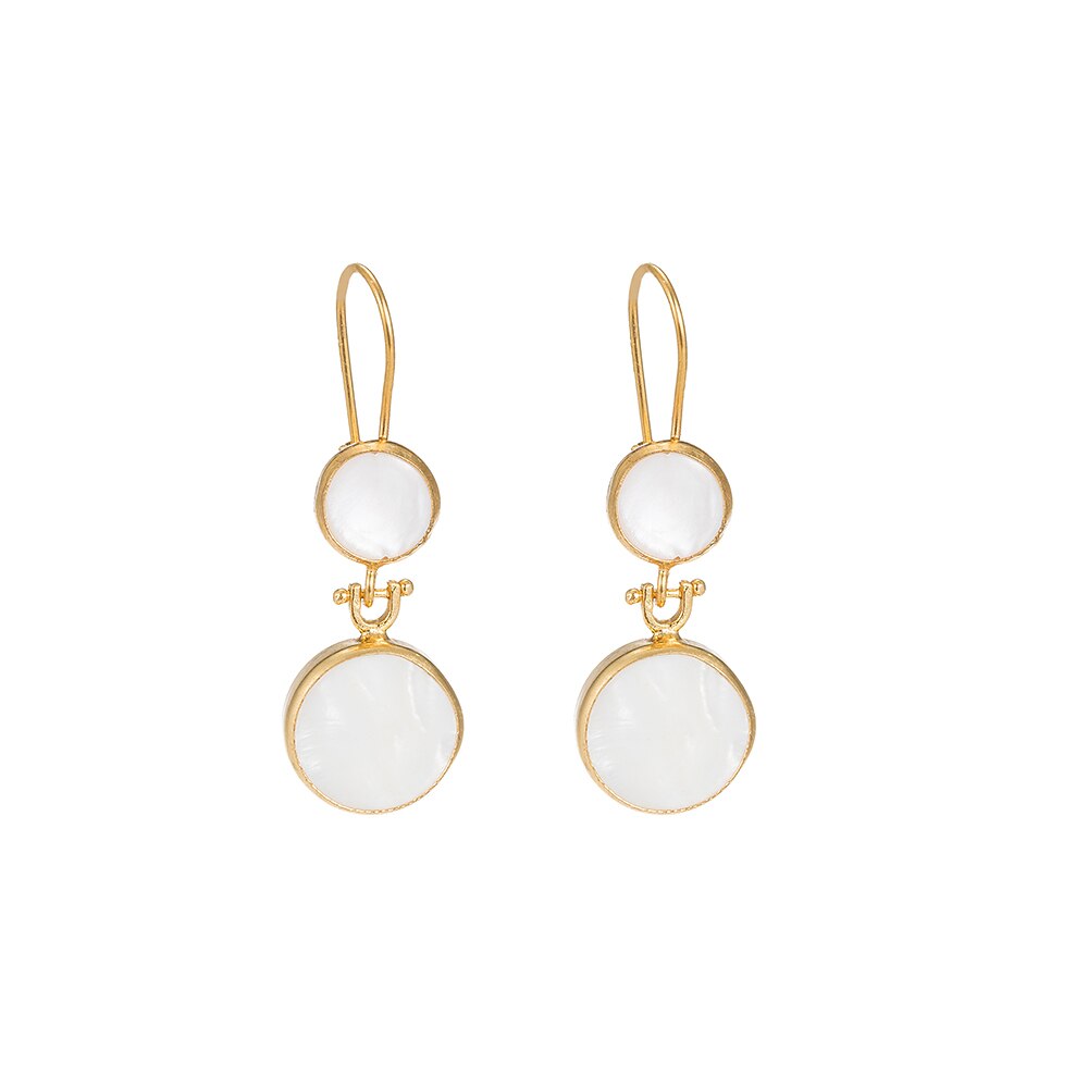 Mother of Pearl Double Stone Earrings
