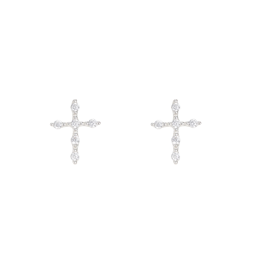 Cross Sterling Silver Stud Earrings