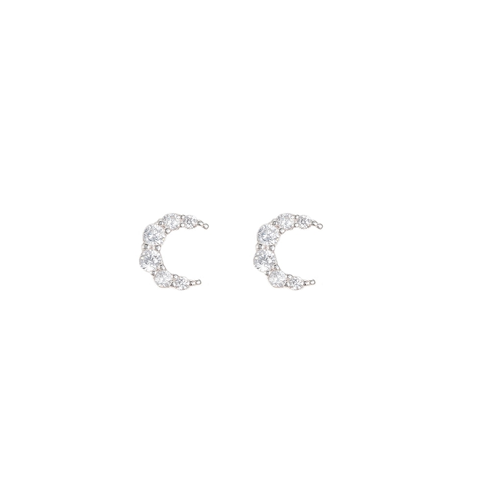 Crescent Sterling Silver Stud Earrings