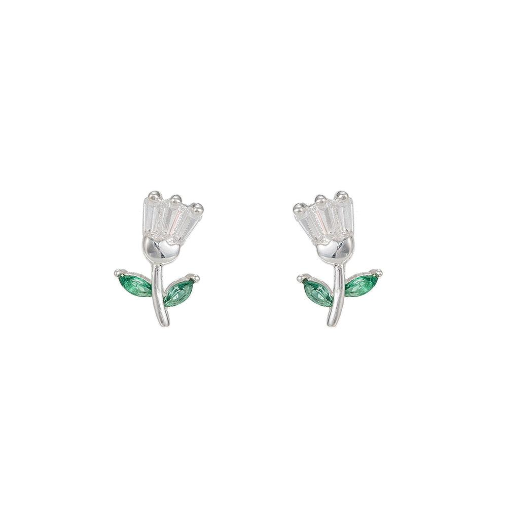 Flower Sterling Silver Stud Earrings