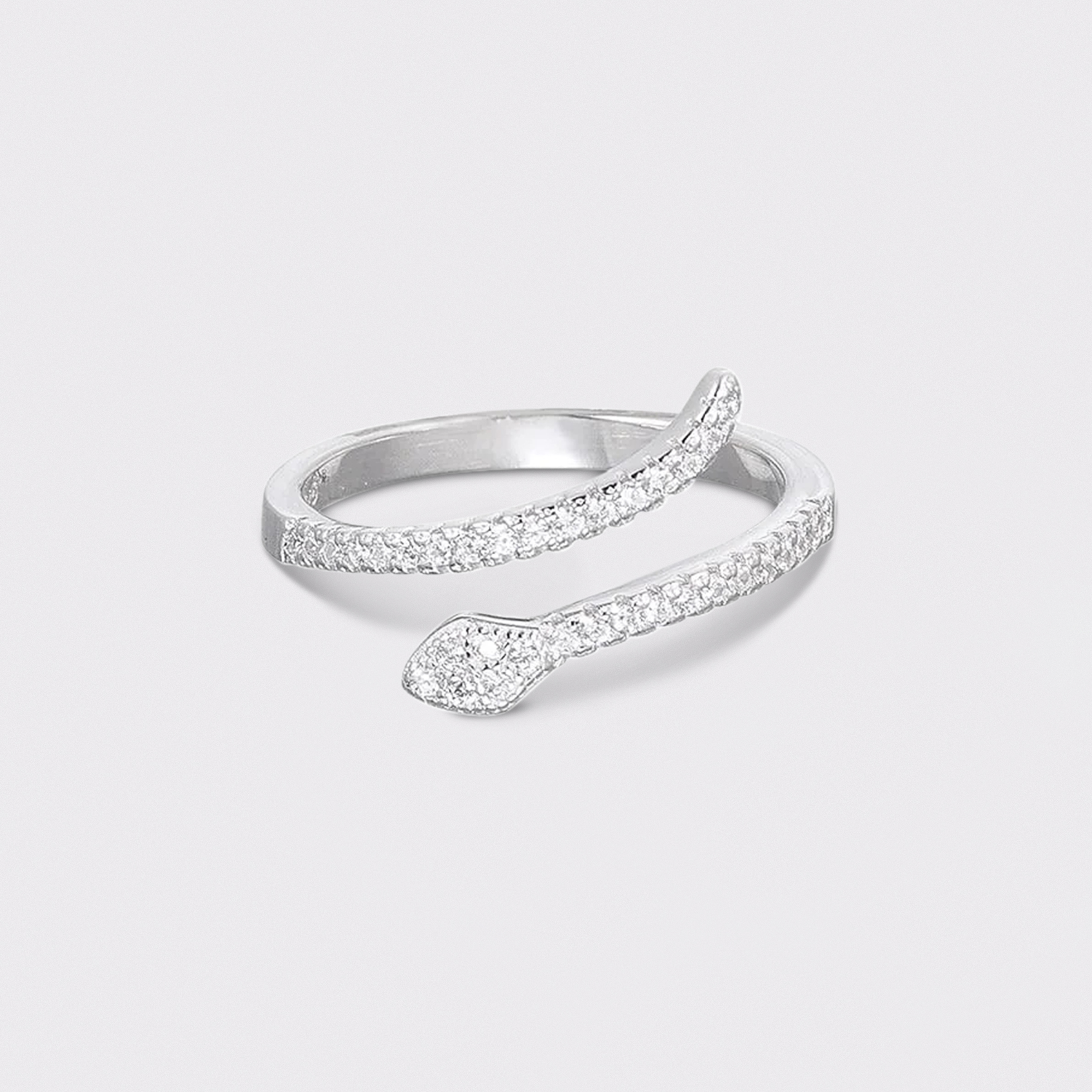 Adjustable Crystal Snake Sterling Ring
