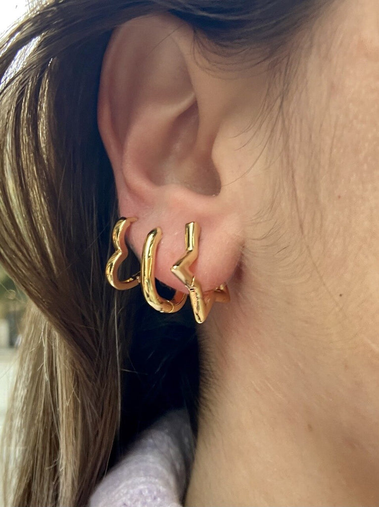 Gold Plated Heart  Plain Hoop Earrings 