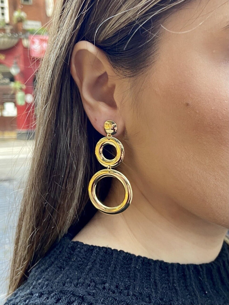 Gold Plated Dangly Circular Earrings