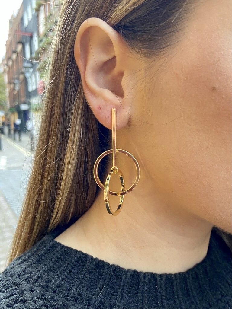 Gold Plated Dangly Circle Earrings