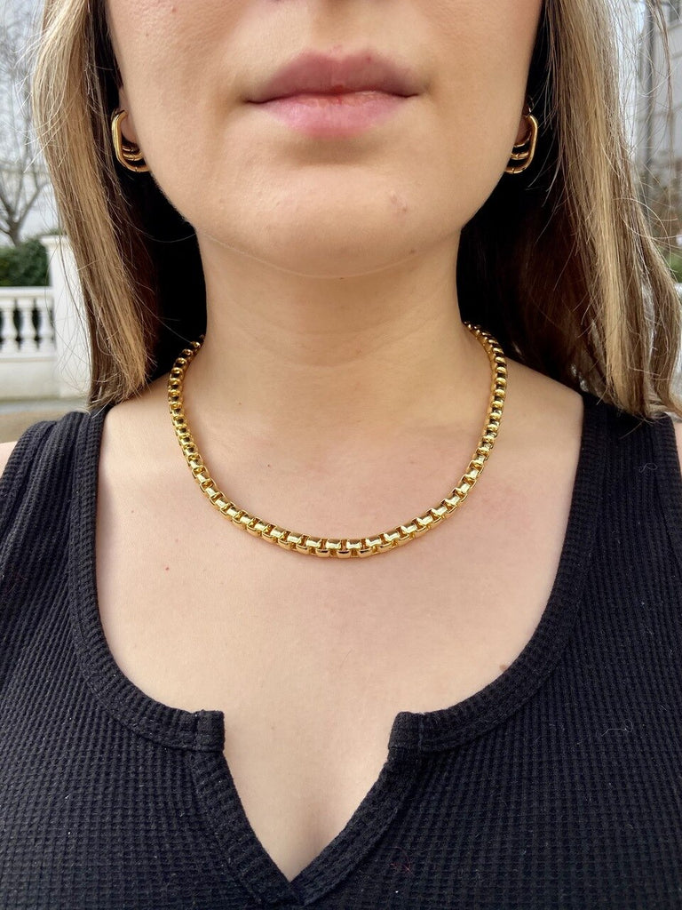 Gold Plated Box Chain Necklace