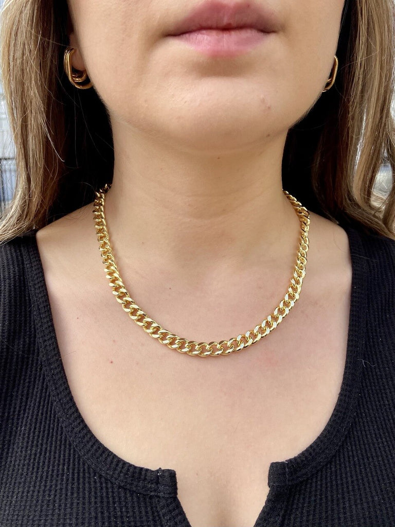 Gold Plated Thin Curb Chain Necklace