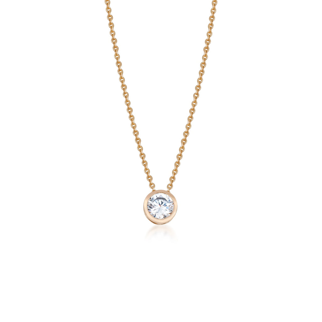 Stainless Steel Single Large CZ Necklace