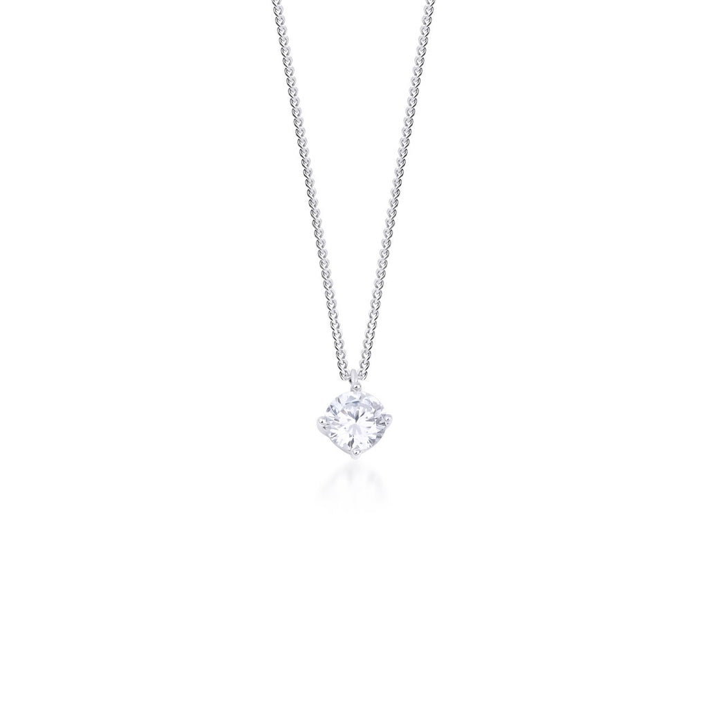 Stainless Steel Single CZ Necklace
