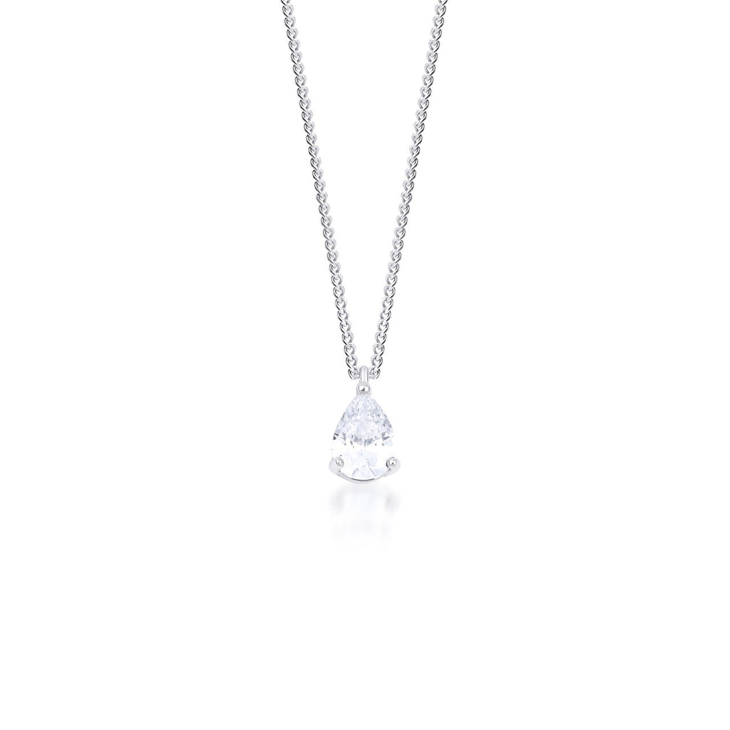 Stainless Steel Single Drop CZ Necklace