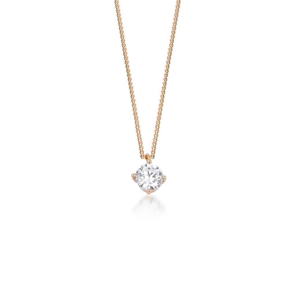 Stainless Steel Single CZ Necklace
