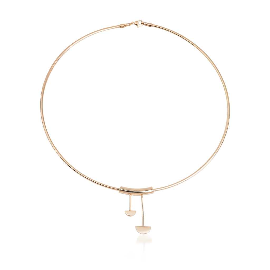 Stainless Steel Gold Plated Futuristic Choker Necklace