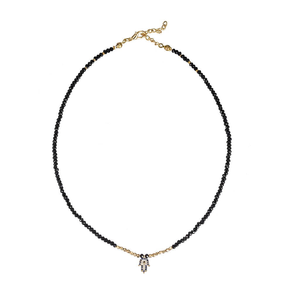  Black Fatima Hand Gold Plated Necklaces