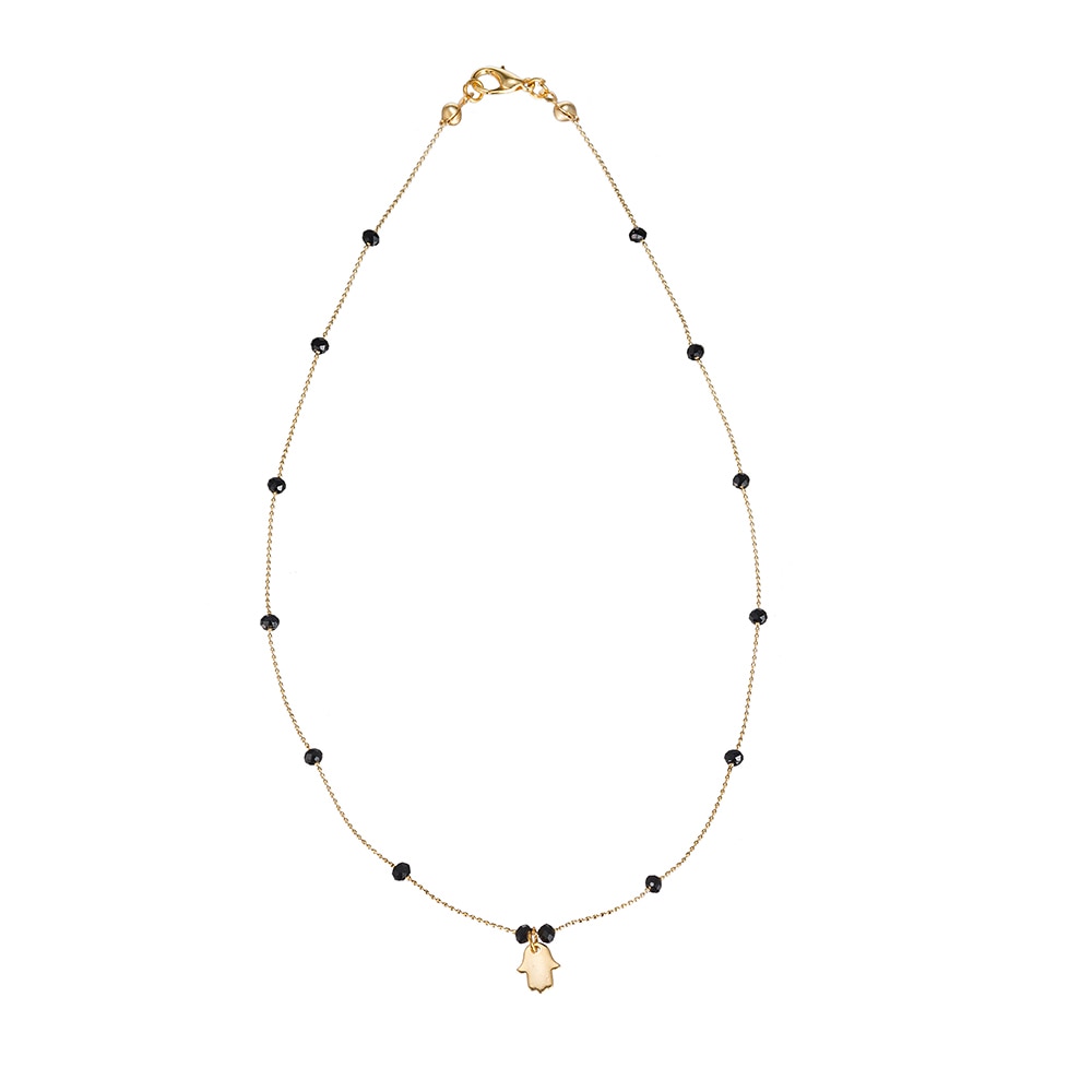  Black Hamsa Gold Plated Necklaces