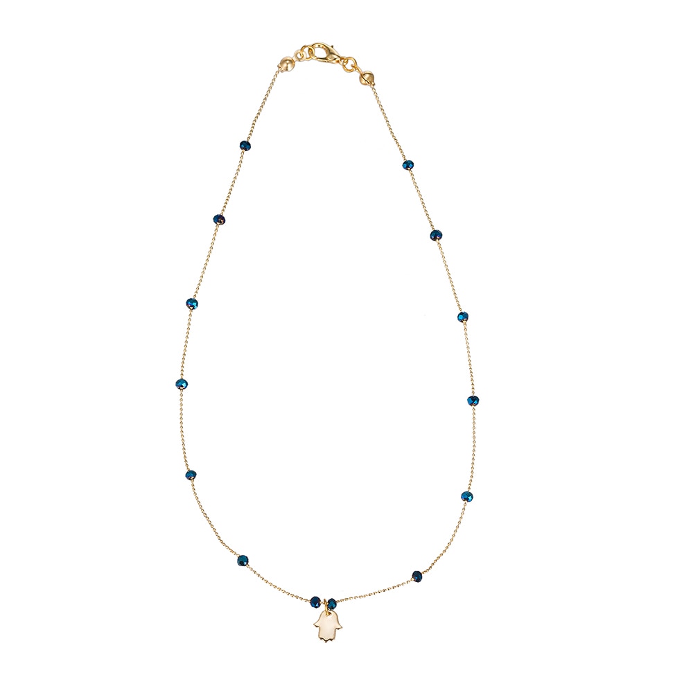  Blue Hamsa Gold Plated Necklaces