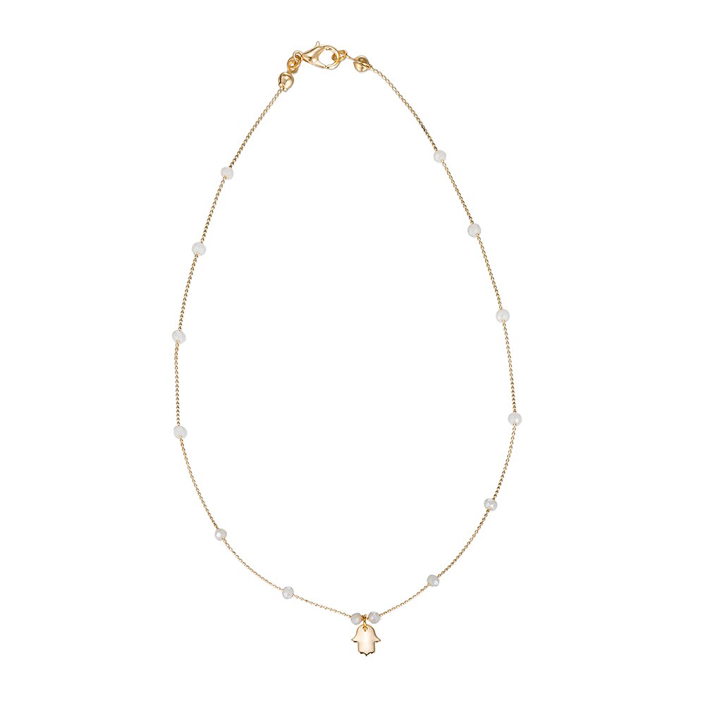White Hamsa Gold Plated Necklaces