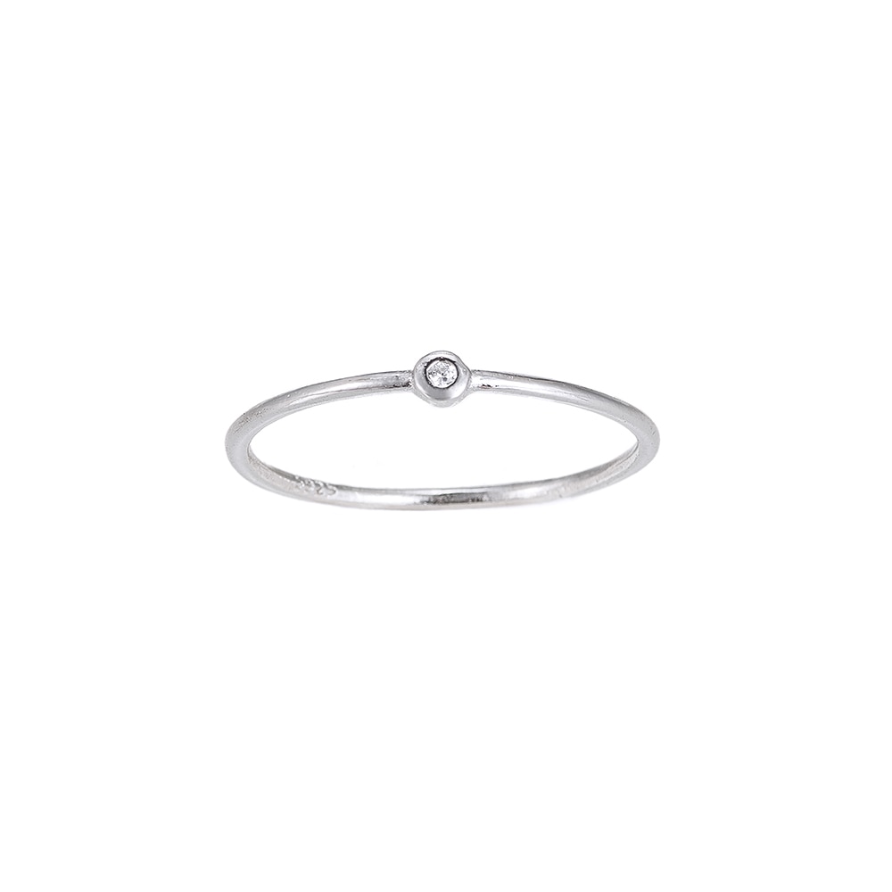 Single Zirconia Plain Sterling Ring