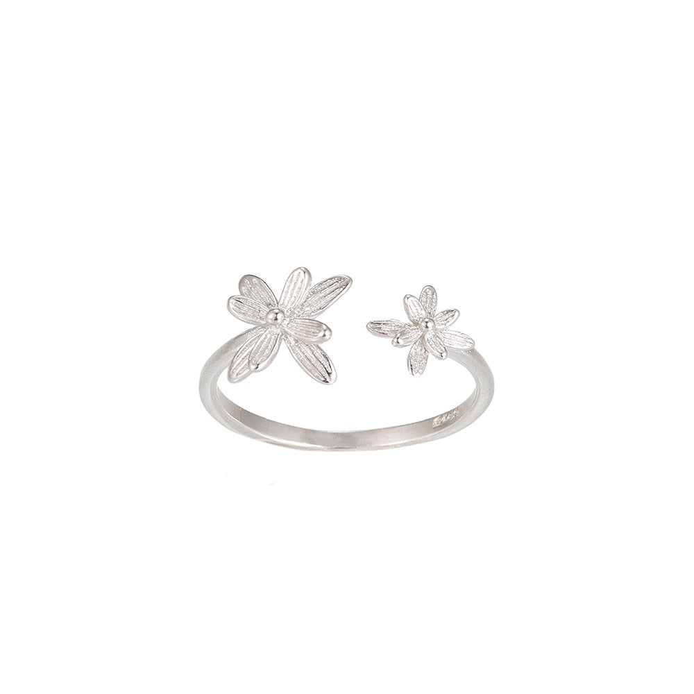 Adjustable Flower Sterling Ring