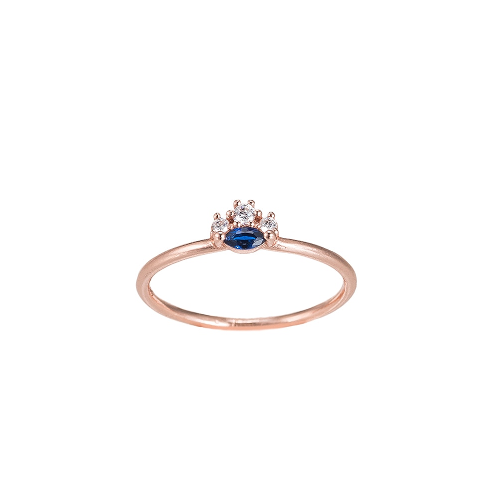 Rose Sapphire with Zirconia Sterling Silver Ring 
