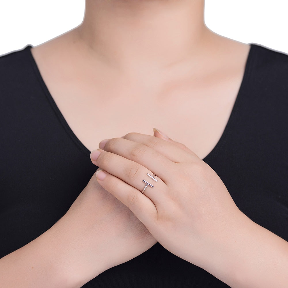 Adjustable Parallel Bar Sterling Silver Ring