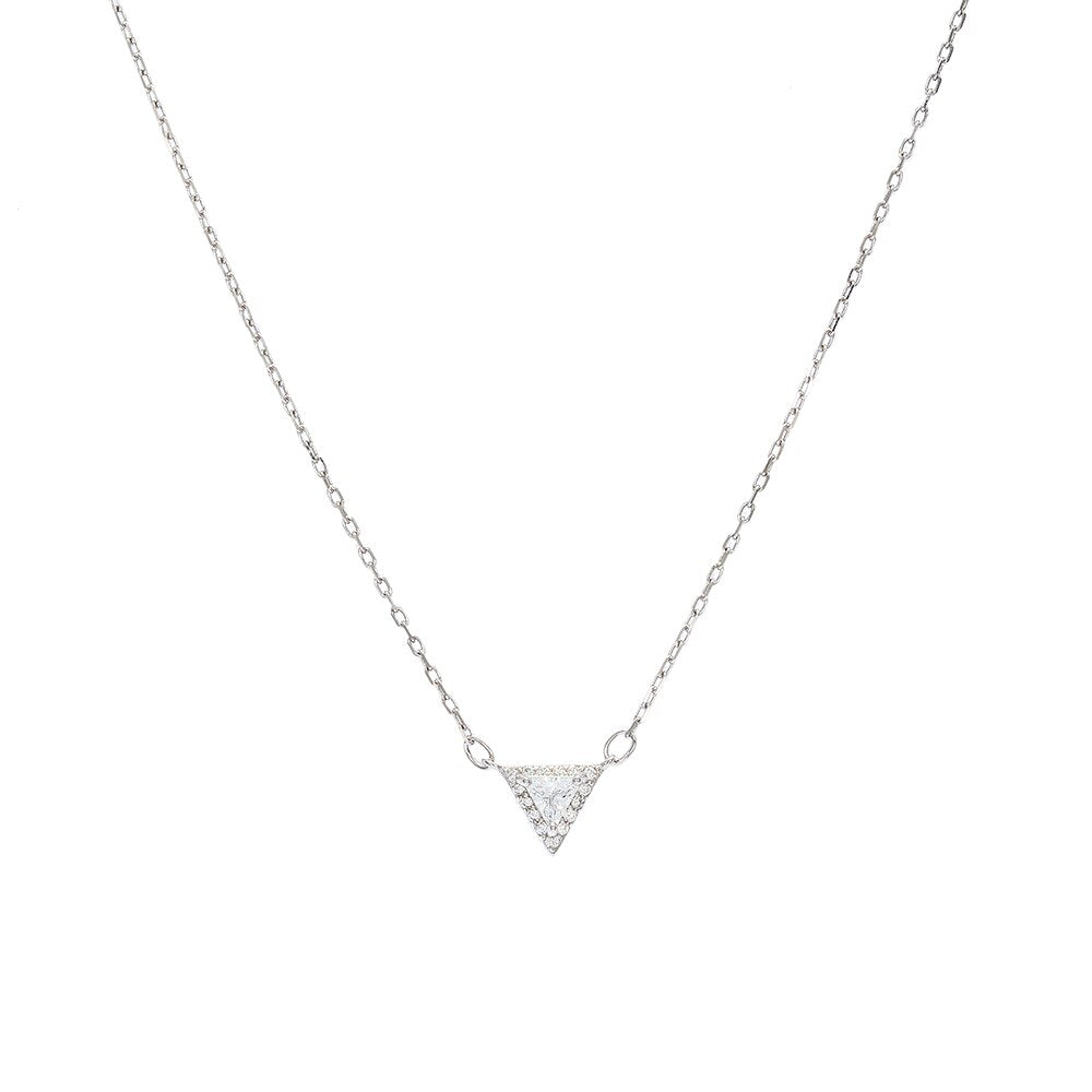 Silver Triangle Necklace wit CZ