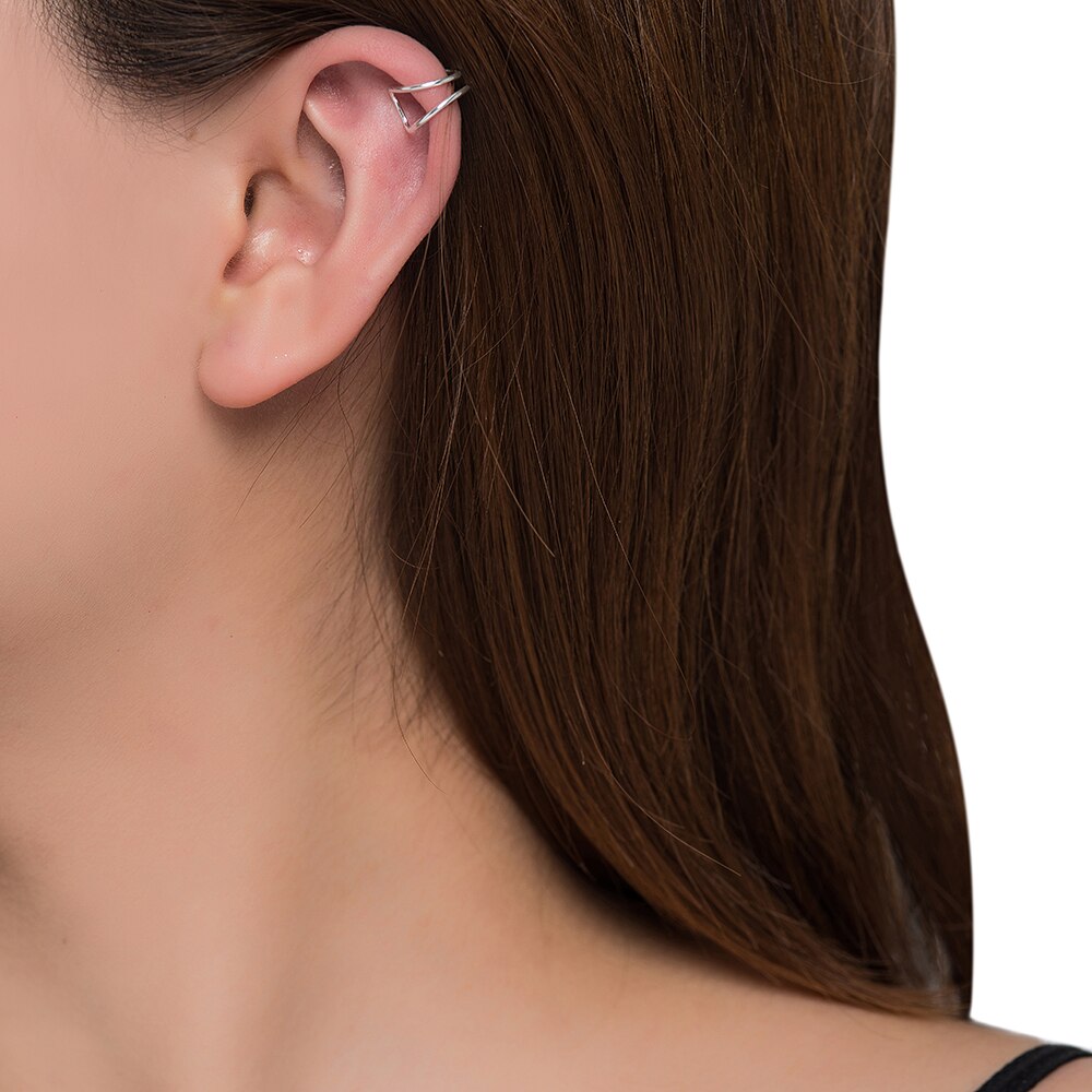 Silver Double Line Ear Cuff