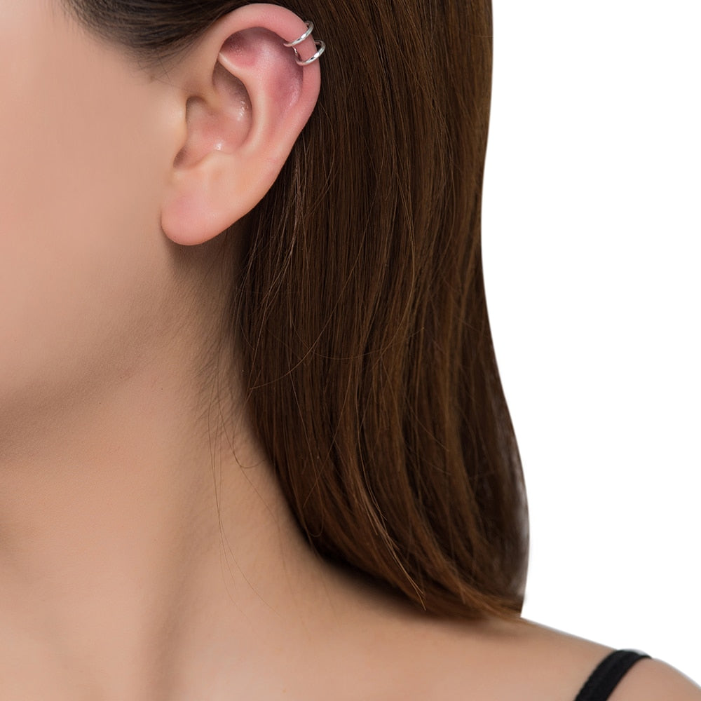 Silver Double Line  Ear Cuff