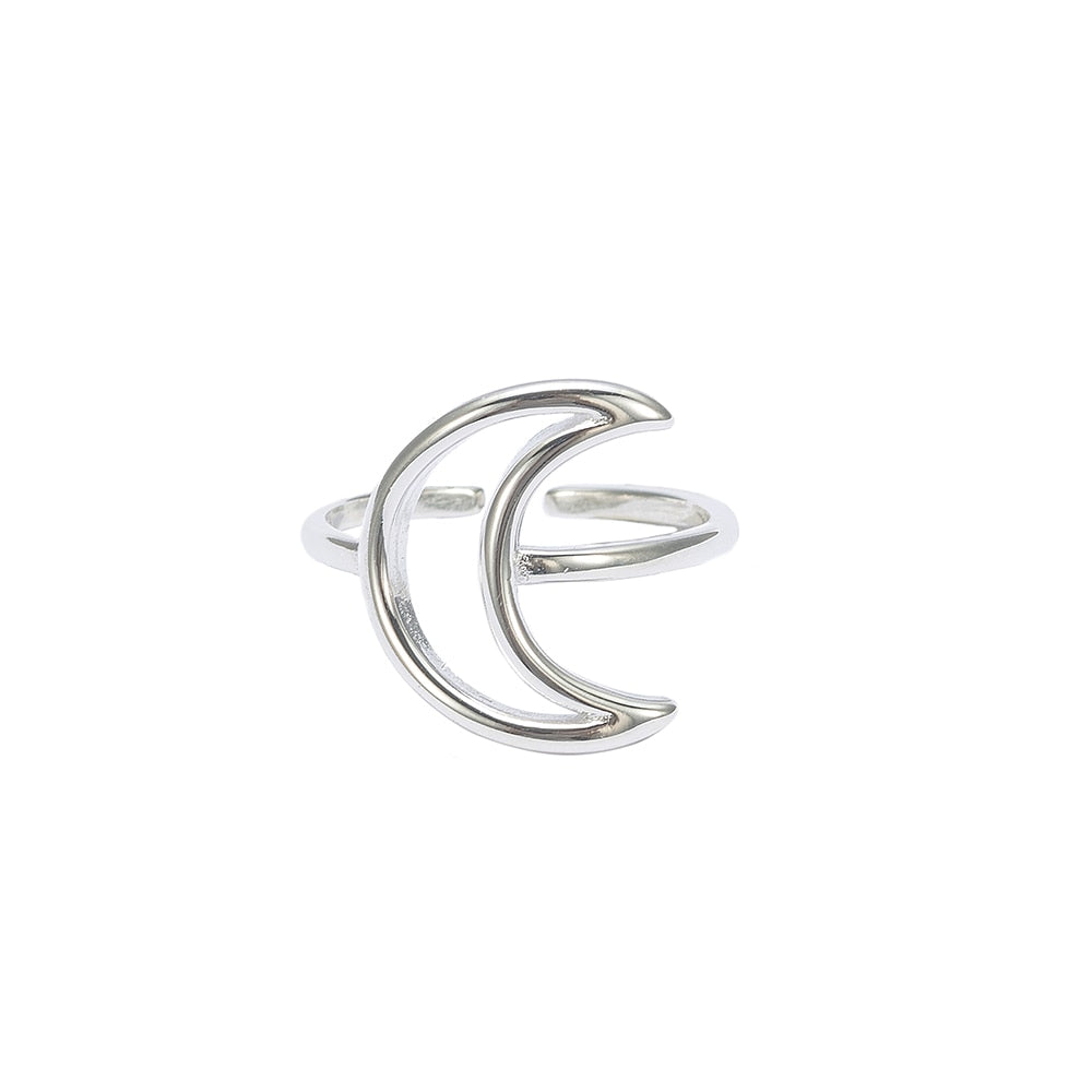 Silver Crescent Adjustable Ring
